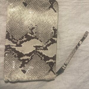 Snakeskin Clutch with Wrist Strap.. leather outer, Bannana Republic